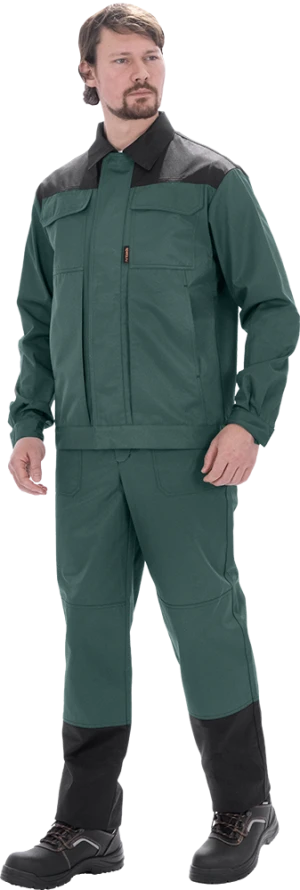 Костюм мужской ТЕХНИК 2 от механических воздействий и ОПЗ (куртка, полукомбинезон), темно-зелёный/черный