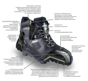 Ботинки VERT (VERT 3003) с КП и КС шерст.мех, кожаные ПУ/ТПУ