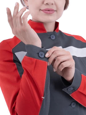 Халат РОУД летний, серый-красный, женский Хал 745