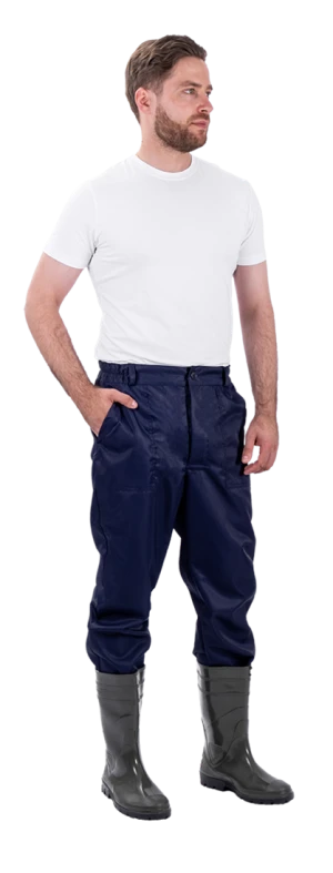 Комплект мужской от растворов кислот и щелочей, механических воздействий, (халат, брюки), темно-синий