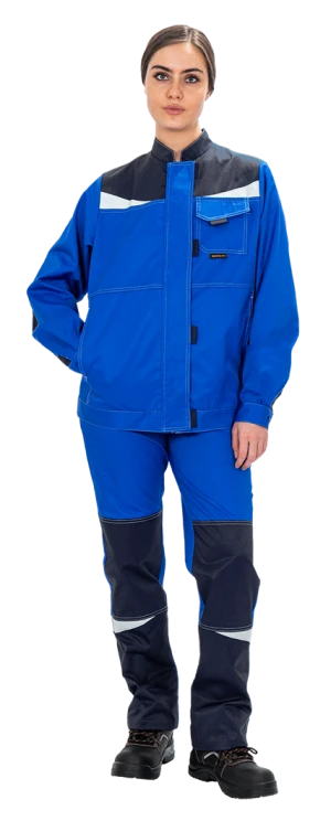 Костюм женский КМ-10 ЛЮКС от механических воздействий и ОПЗ (куртка, брюки), василек/синий Кос 065