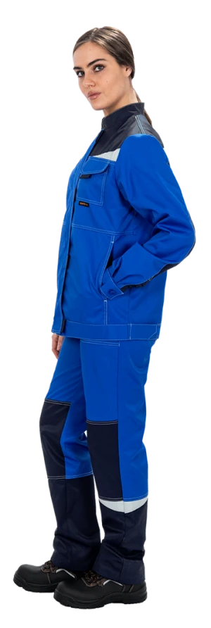 Костюм женский КМ-10 ЛЮКС от механических воздействий и ОПЗ (куртка, брюки), василек/синий Кос 065