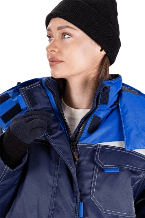 Костюм женский КМ-10 ЛЮКС от пониженных температур воздуха и ветра, механических воздействий и ОПЗ (куртка, брюки), синий/василек