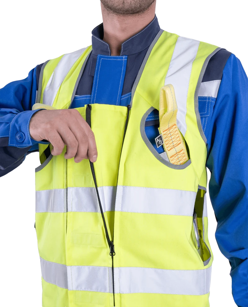 Жилет-накидка сигнальный для страховочной привязи, от механических воздействий и ОПЗ, флуоресцентный жёлтый Жил 522