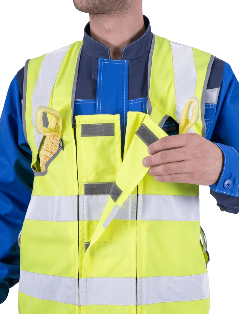 Жилет-накидка сигнальный для страховочной привязи, от механических воздействий и ОПЗ, флуоресцентный жёлтый Жил 522